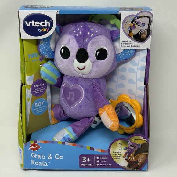 VTech Grab & Go Koala Clip On Stroller Car Toy Audio Visual Plush Infants New - Picture 1 of 8